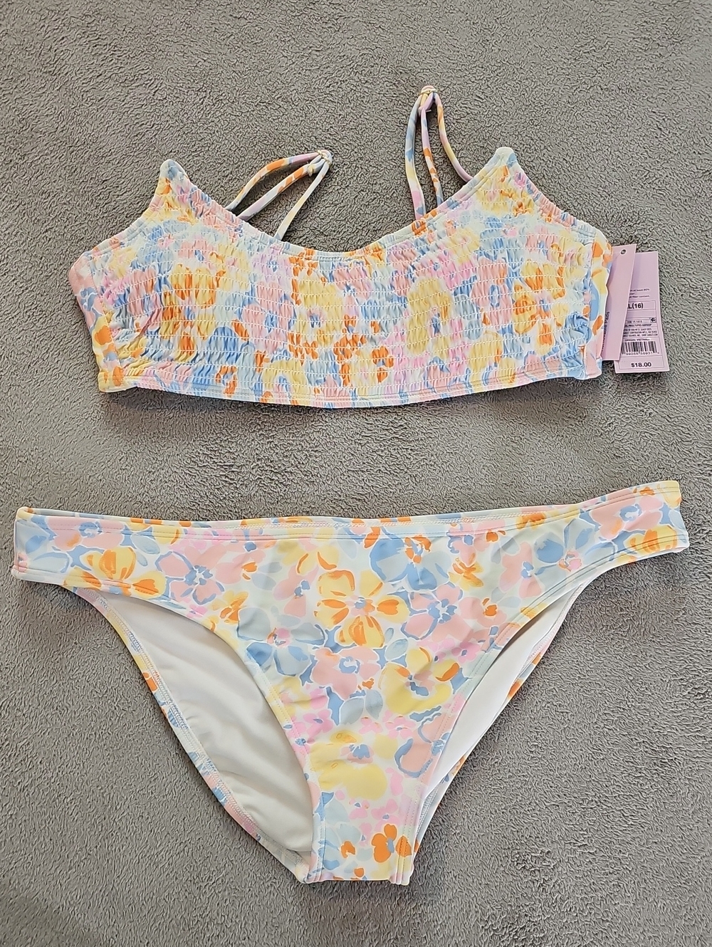 Wild Fable Women's XL Pastel Floral Smocked Bikini Set